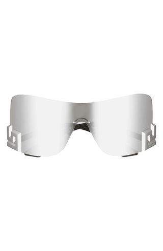 Versace + 40mm Irregular Mirror Shield Sunglasses