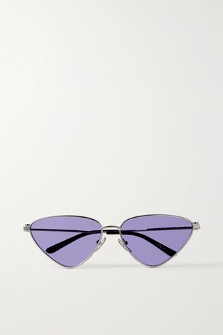 Balenciaga Eyewear + Reverse Cat-Eye Silver-Tone Sunglasses