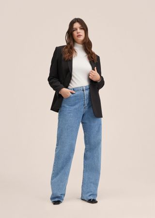 Mango + High-Waist Wideleg Jeans