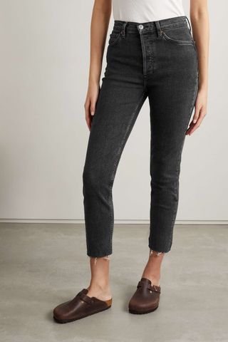 RE/DONE + 90s High-Rise Ankle Crop Distressed Skinny Jeans