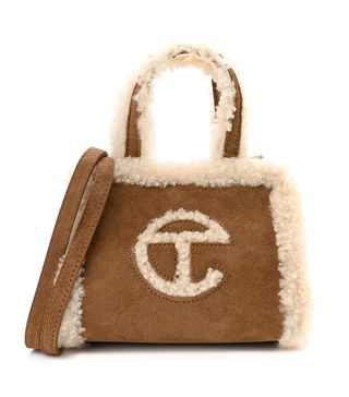 Fashionphile + Telfar X Ugg Suede Shearling Small Shopping Bag Chestnut