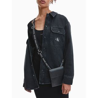 Calvin Klein + Black Denim Monogram Overshirt