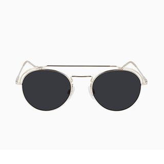 Calvin Klein + Round Aviator Sunglasses