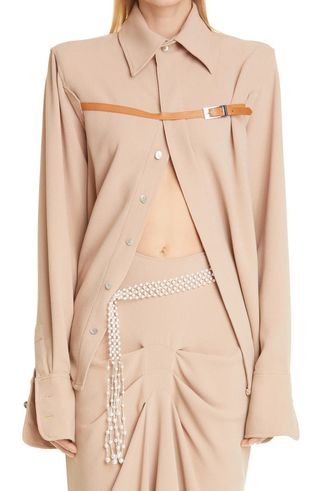 Luar + Belted Oversize Button-Up Silk Crêpe De Chine Shirt