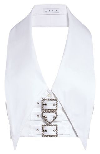 Area + Crystal Buckle Cotton Crop Top