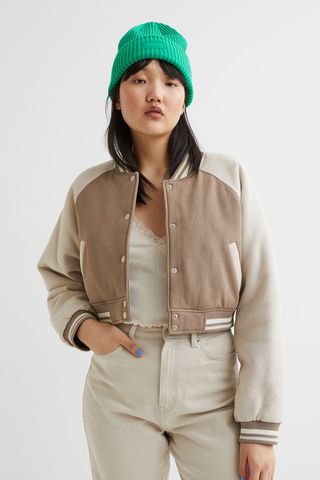 H&M + Crop Baseball Jacket