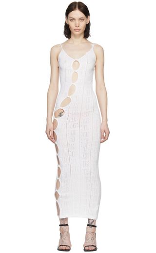 1xblue + White Cotton Midi Dress