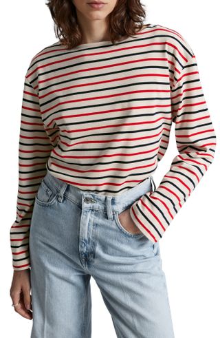 & Other Stories + Stripe Long Sleeve Cotton Top