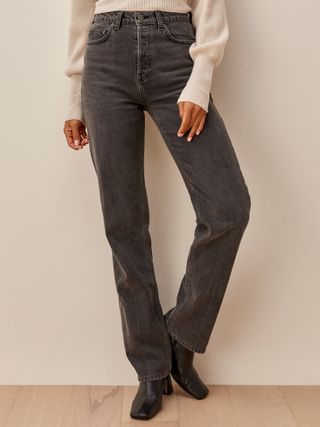 Reformation + Cynthia High Rise Straight Long Jeans