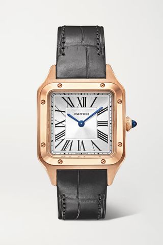 Cartier + Santos-Dumont 38mm Small Rose Gold and Alligator Watch