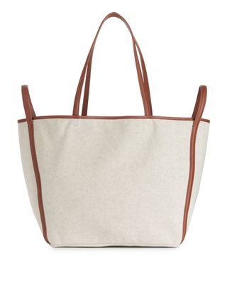 Arket + Leather-Detailed Canvas Tote
