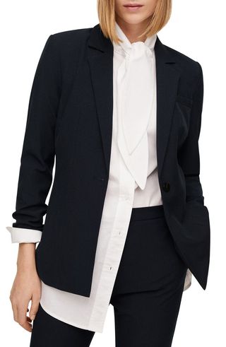 Mango + Essential Fitted Padded Shoulder Blazer