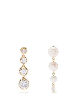 Completedworks + Mismatched Pearl & 14kt Gold-Vermeil Drop Earrings