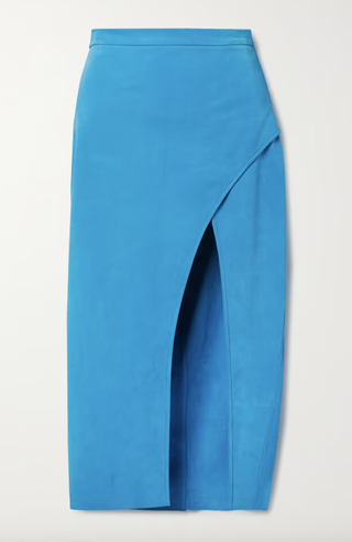 LaQuan Smith + Wrap-Effect Suede Skirt