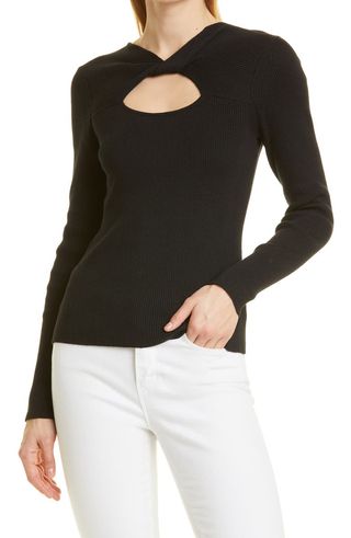 Samsøe Samsøe + Everly Twist Front Cutout Organic Cotton Blend Sweater