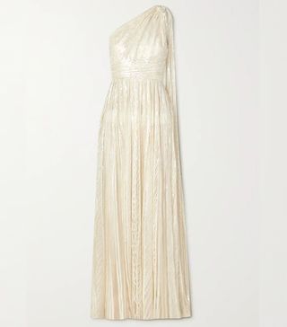 Elie Saab + One-Shoulder Embellished Tulle Gown