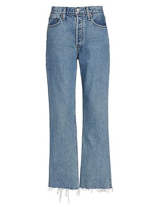 Agolde + Static High-Rise Distressed Boot-Cut Crop Jeans