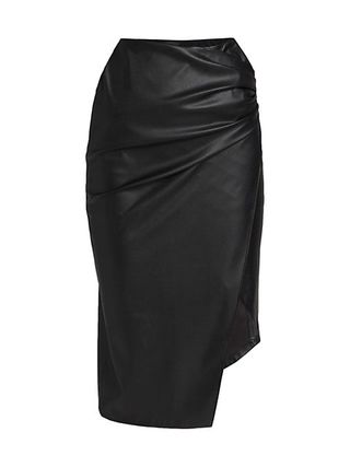 Helmut Lang + Draped Faux Leather Skirt