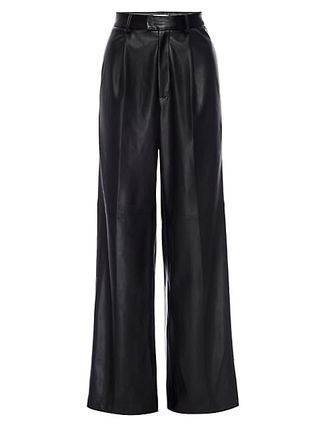 Good American + Wide-Leg Faux Leather Trousers