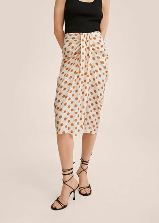 Mango + Polka-Dot Pleated Skirt