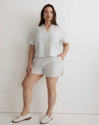 Madewell + Y-Neck Button-Up Shirt