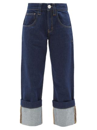 Frame + Turned-Up Cuffs Wide-Leg Jeans