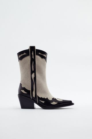 Zara + Mixed Cowboy Boots
