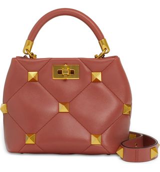Valentino + Roman Stud Quilted Leather Top Handle Bag