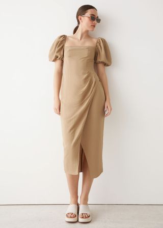 & Other Stories + Fitted Puff Sleeve Midi Dress