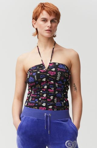Ganni x Juicy Couture + Mesh Ruched Halter Top