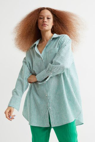 H&M + Oversized Linen-Blend Shirt