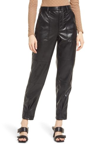 Open Edit + Tapered Leg Faux Leather Pants