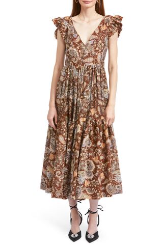 En Saison + Leila Paisley Print Midi Dress