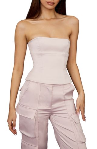 House of Cb + Angelica Satin Strapless Corset Top