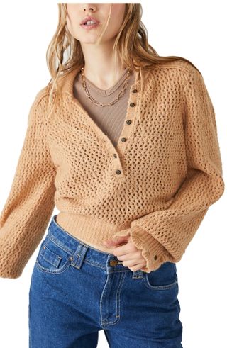 Free People + Care Snowdrift Pullover Bouclé Sweater