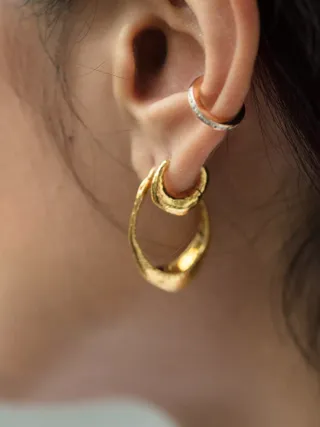 Monica Vinader + Deia Huggie Hoop Earrings