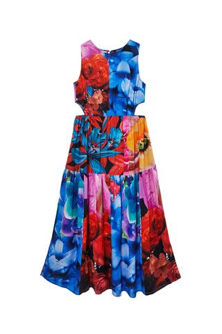 Desigual + Floral Cut-Out Dress