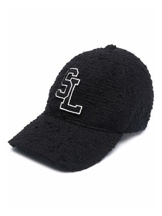 Saint Laurent + Logo Patch Tweed Baseball Cap