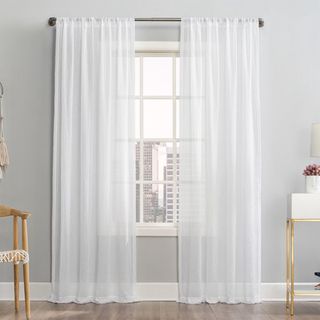 Mainstays + Linen Textured Semi-Sheer Rod Pocket Curtain Panel
