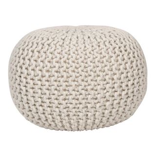 Decor Therapy + Lurex Yarn Round Pouf in Off-White