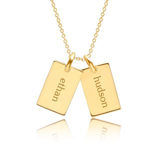 Tiny Tags + Gold Mini Tag Necklace 2 Names