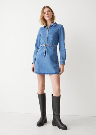 & Other Stories + Belted Denim Mini Dress