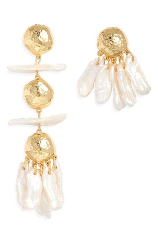 Cult Gaia + Cupola Mismatched Cultured Freshwater Pearl Drop Earrings
