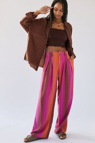 Urban Outfitters + Martina Linen Low-Rise Trouser Pant