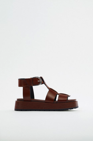 Zara + Leather Fisherman Sandals With Buckle
