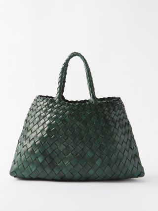 Dragon Diffusion + Santa Croce Small Woven-Leather Tote Bag