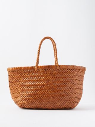 Dragon Diffusion + Triple Jump Small Woven-Leather Basket Bag