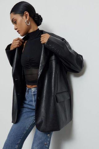 Urban Outfitters + Hale Faux Leather Oversized Blazer