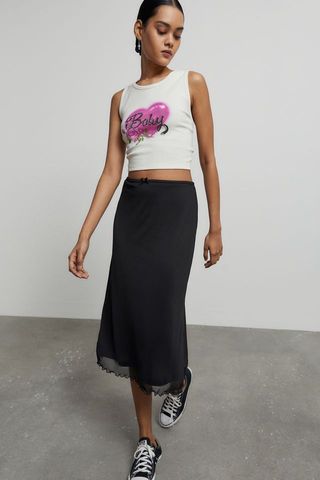 Urban Outfitters + Hansel Mesh Midi Skirt