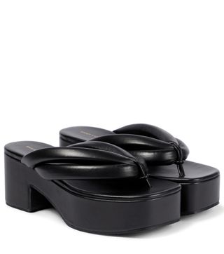 Dries Van Noten + Leather Platform Thong Sandals